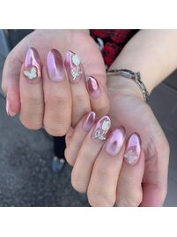 ピンクミラーネイル