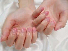 シンプルな桃ネイル