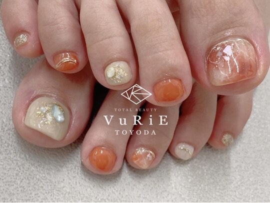 2024年秋】大理石 オレンジ フットのネイルデザイン集｜人気順  