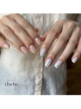 イベル 神戸三宮店(ibelu)/ミラーフレンチ×チェックネイル