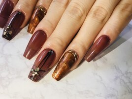 チュールブラウンネイル♪