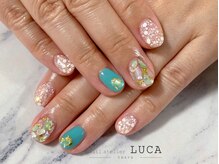 ネイルアトリエルカ(nail atelier LUCA)/W-278 夏色グリーンシェルネイル