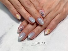 ネイルアトリエルカ(nail atelier LUCA)/M-668 カラフル大人押し花ネイル