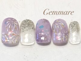 夏のニュアンス花火ネイル