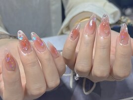 チークワンホンネイル　氷ネイル