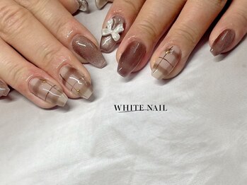 ホワイトネイル(WHITE NAIL)/マグネット/りぼん/チェック