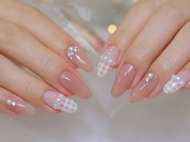 千鳥柄ネイル　パール