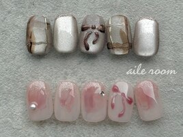 チェックリボン×ピンクリボン