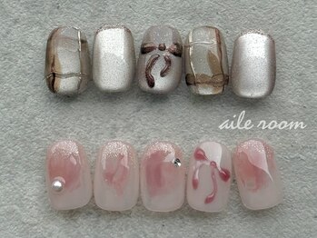 チェックリボン×ピンクリボン