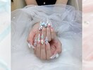 パステルブルー×3Dリボンネイル