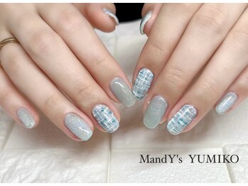 マンディーズ(MandY's)/くすみブルー/ツイード