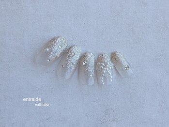 ホワイトラメ×パールリボン