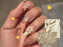 ワイズエディットネイル 神戸元町(y's Edit Nail)/流行りのリボン&バターイエロー