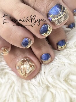 イリスネイル アンド ビジュー(E’risnail&Bijew.)/流れ星フットネイル☆彡