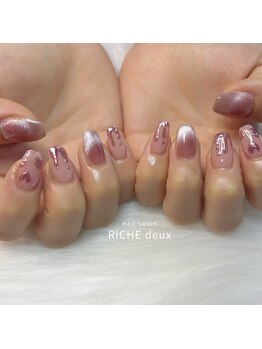 リッシュ ドゥ(RICHE deux)/春のピンクミラーネイル♪