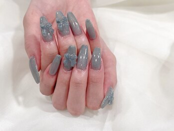 ラビーネイルズ 小倉魚町(Lovvy nails)/同系色のリボンが人気☆ロング☆
