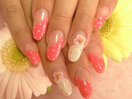 斜めフレンチ☆お花３Dアート