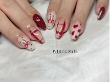 ホワイトネイル(WHITE NAIL)/りぼん/チェック/はあと/パラ