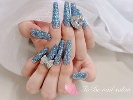 青ラメグラデーション