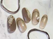 グリッター(GLITTER)/グレージュ漆喰ネイル