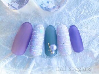 ネイル シーグラス(nail seaglass)/冬のホロ入りニットネイル