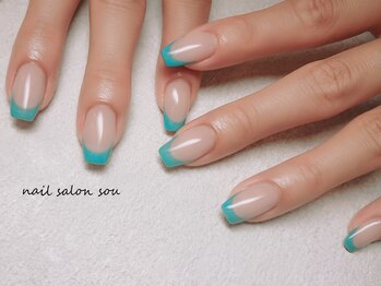 ネイルサロン ソウ 心斎橋店(Nail Salon Sou)/シンプルblueフレンチ☆