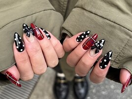 チェック×ドット