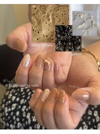 カフェラテネイル/秋ネイル