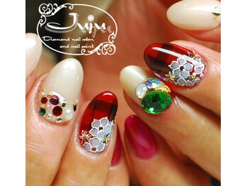 ジュジュ(Juju)/クリスマス チェック柄ネイル