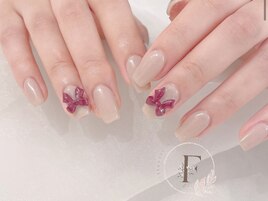 ワンカラー/リボンネイル