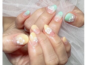 ジェー エス シー ネイル(J.S.C.nail)/グラデーション/ハイビスカス