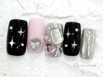 ネイルメゾン 池袋店(NAIL MAISON)/きらりんブラックピンク¥6980