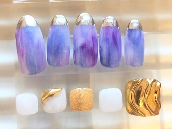 ネイルサロン あかねいろ/春夏ニュアンス ミラーネイル