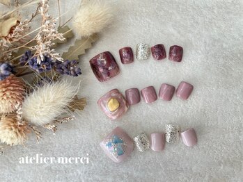 アトリエ メルシー 代々木(atelier merci)の写真/素足になる機会が多い季節ならでは♪思う存分夏を楽しむポップなカラーデザインや涼しげなリゾートネイル★