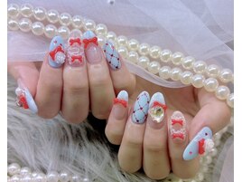 水色 赤 リボン キルティング