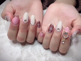 ニット×チェック