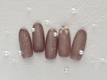 プティ アイビューティ 北浜店(peTiT eyebeauty)/リボンネイル　パール　シンプル