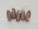 リボンネイル　パール　シンプル