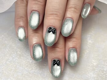 ヘアーアンドネイル ルシア(Hair&Nail Lucia)/マグネットのリボンパーツネイル