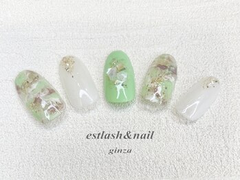 エストラッシュアンドネイル 銀座店(est lash&nail)/クリアマーブルネイル
