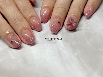 ホワイトネイル(WHITE NAIL)/りぼんネイル/持ち込み/パラ
