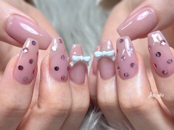 桜色リボンネイル