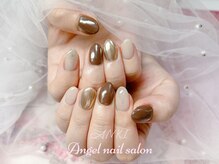 エンジェルネイルサロン(Angel nail salon)/ブラウンXゴールドミラーXラメ