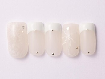 ジェミーネイル エビス(Jemiy nail ebisu)/レースフレンチリボン8480yen