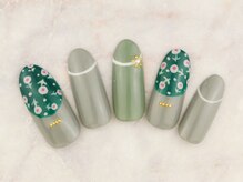 ネイルプラザ 河原町OPA店(NAIL PLAZA)/丸フレンチ×レトロフラワー