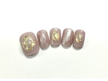ネイルアンドまつげ リュフェール 五反田(Nail Lufaire)/キラキラピンクマグネットネイル