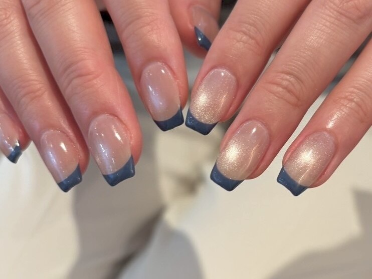 ネイルチップ オーダー ネイビー マグネット フレンチ キルティング