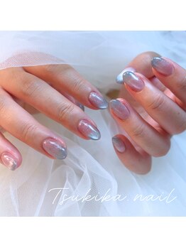 ツキカドットネイル(tsukika.nail)/【水色&ピンクマググラデ】