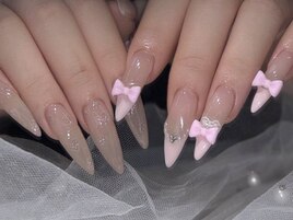 リボン×バラネイル