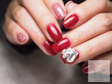 オトナネイル(otona nail)/ビジューハートフラッシュネイル